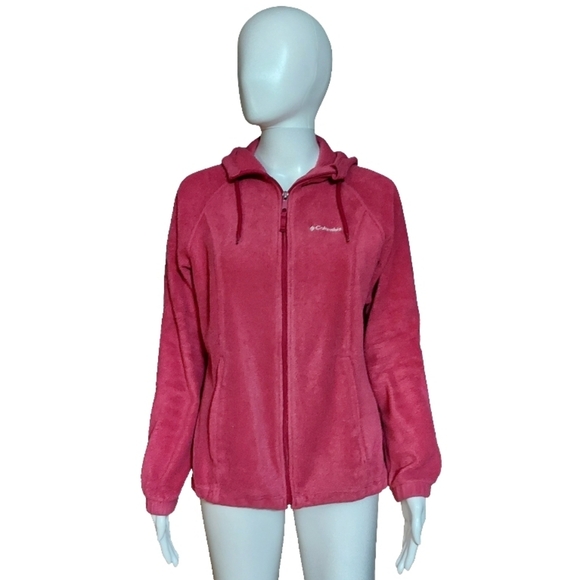 Columbia Full Zip Hooded Fleece Jacket Dark Pink - Picture 8 of 14